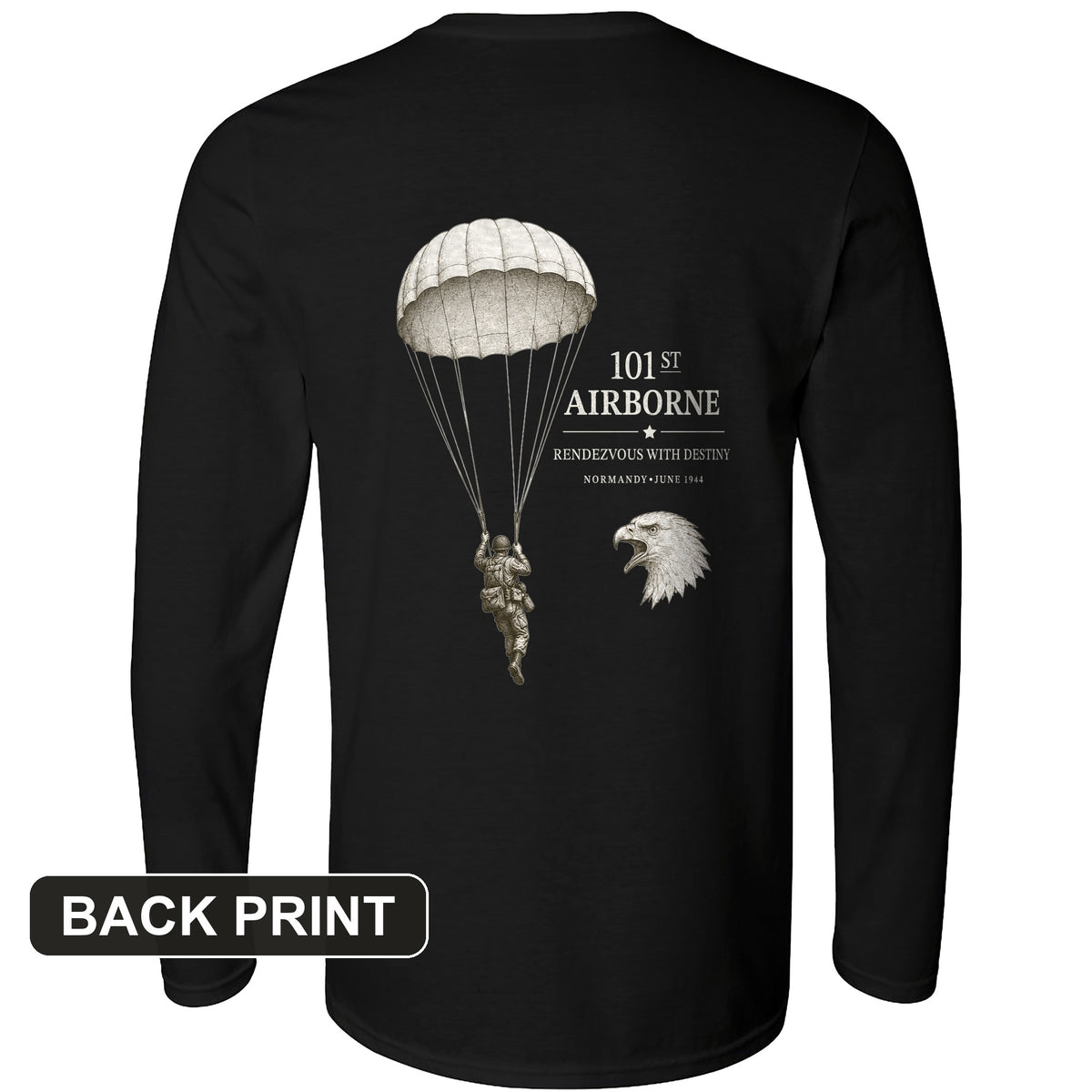 101st Airborne Back Print Long Sleeve T-Shirt