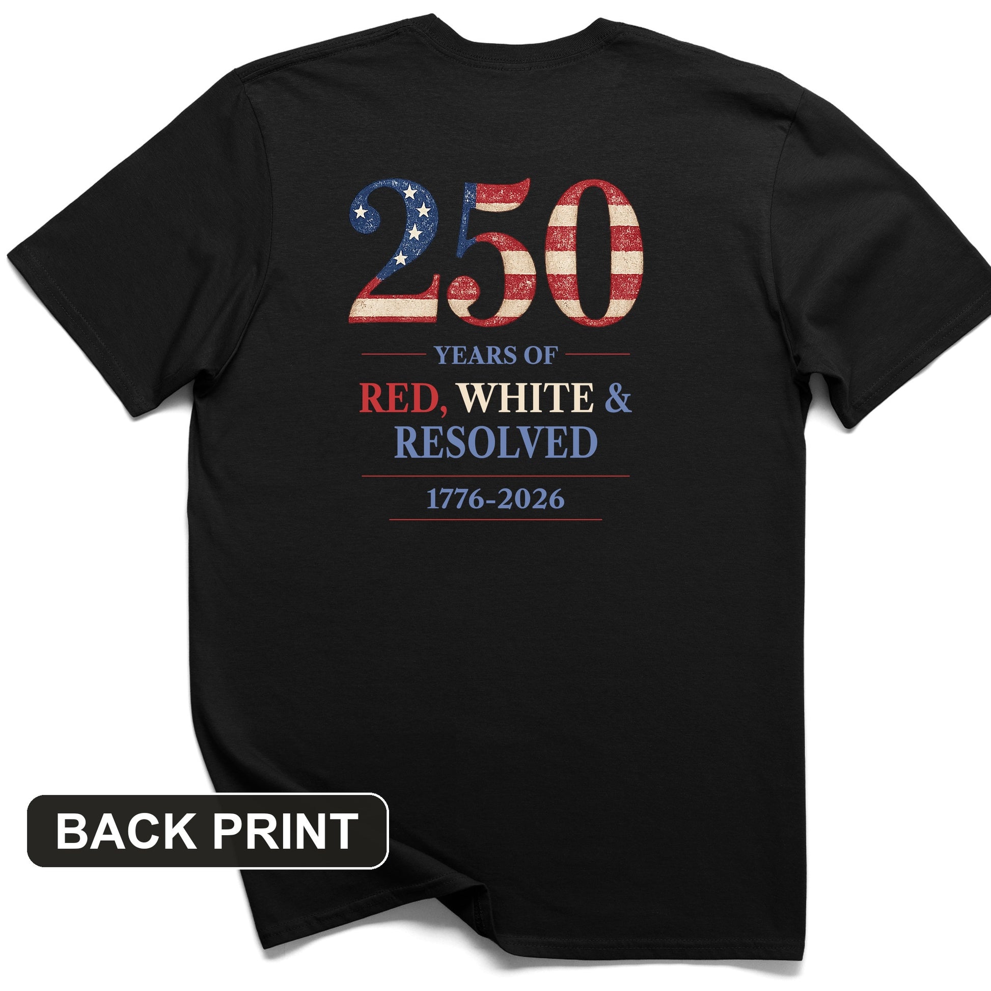 250 Red White and Resolved Back Print T-Shirt
