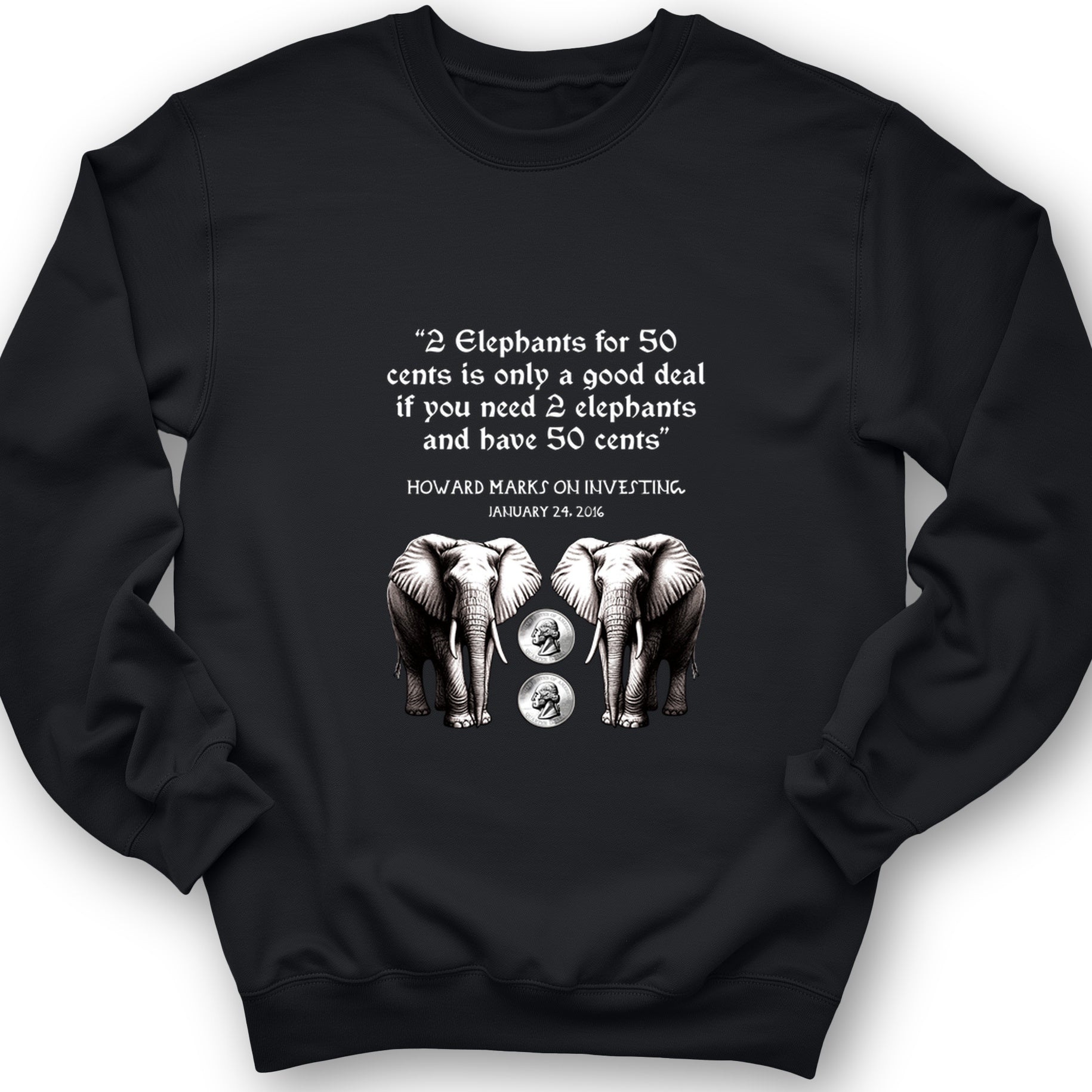 2 Elephants for 50 Cents Crewneck