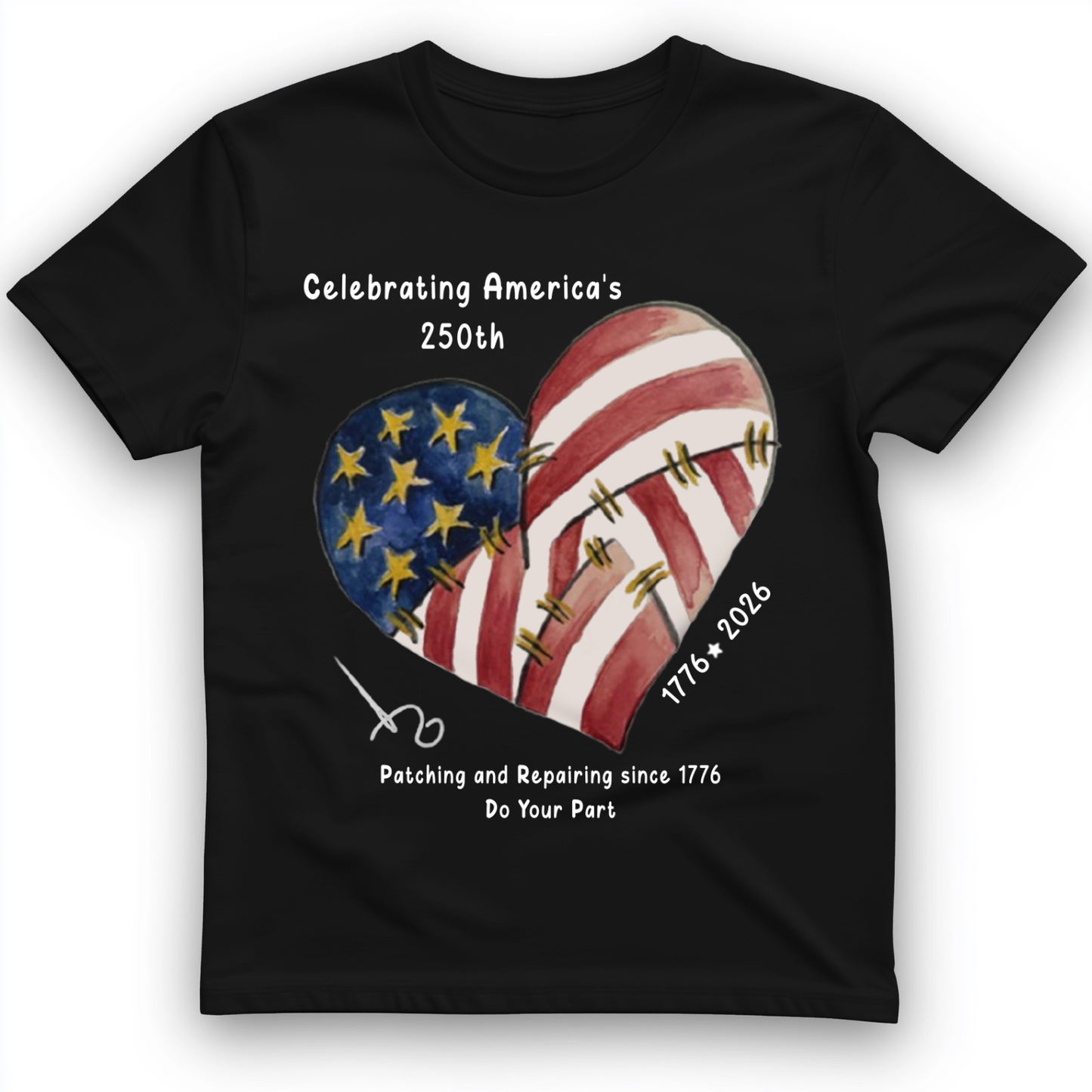 250th Heart T-Shirt Black / S