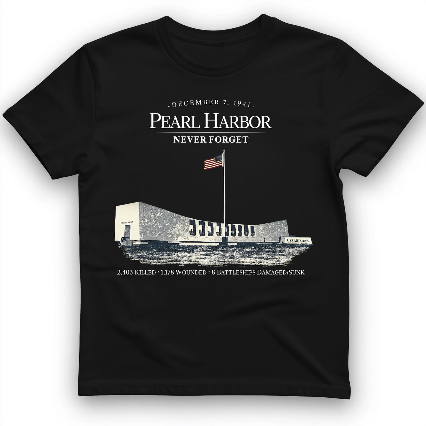 Pearl Harbor - Never Forget T-Shirt Black / S