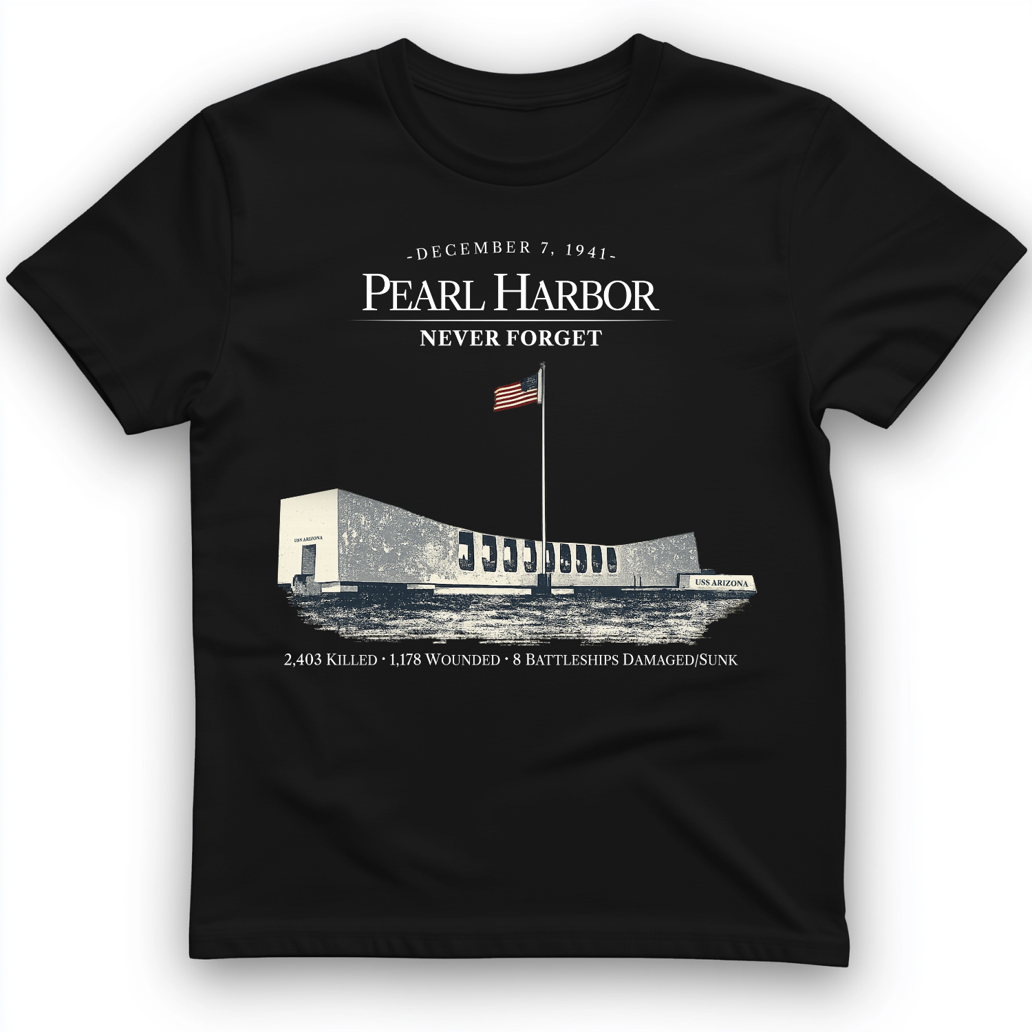 Pearl Harbor - Never Forget T-Shirt Black / S