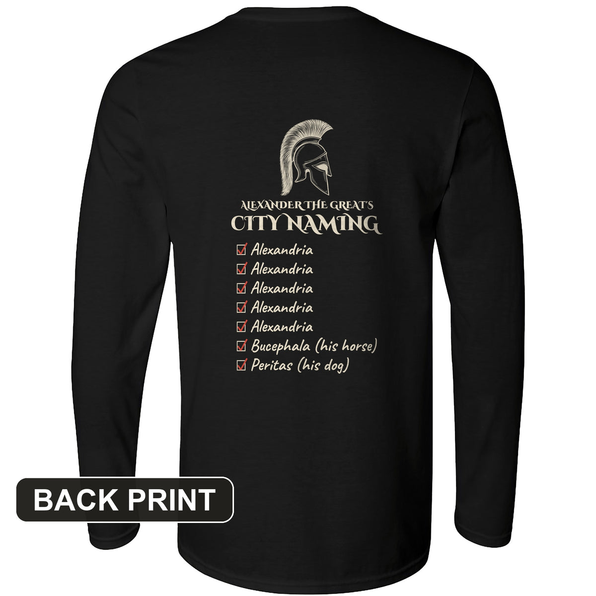 Alexander City Naming Back Print Long Sleeve T-Shirt