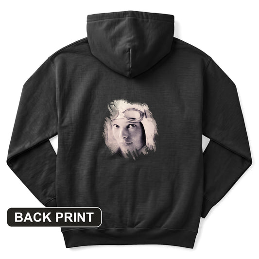 Amelia Earhart Portrait Back Print Hoodie