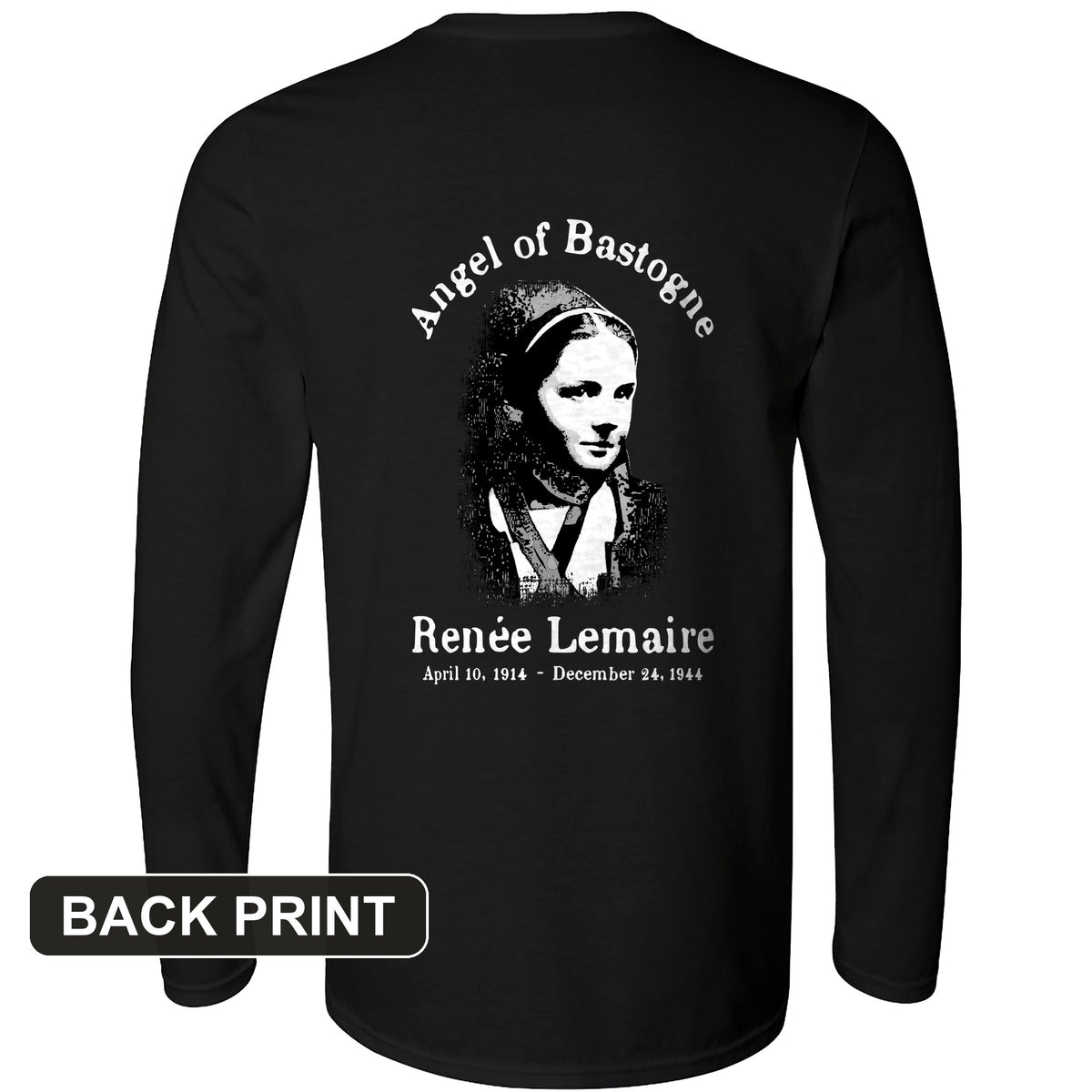 Angel of Bastogne Back Print Long Sleeve T-Shirt