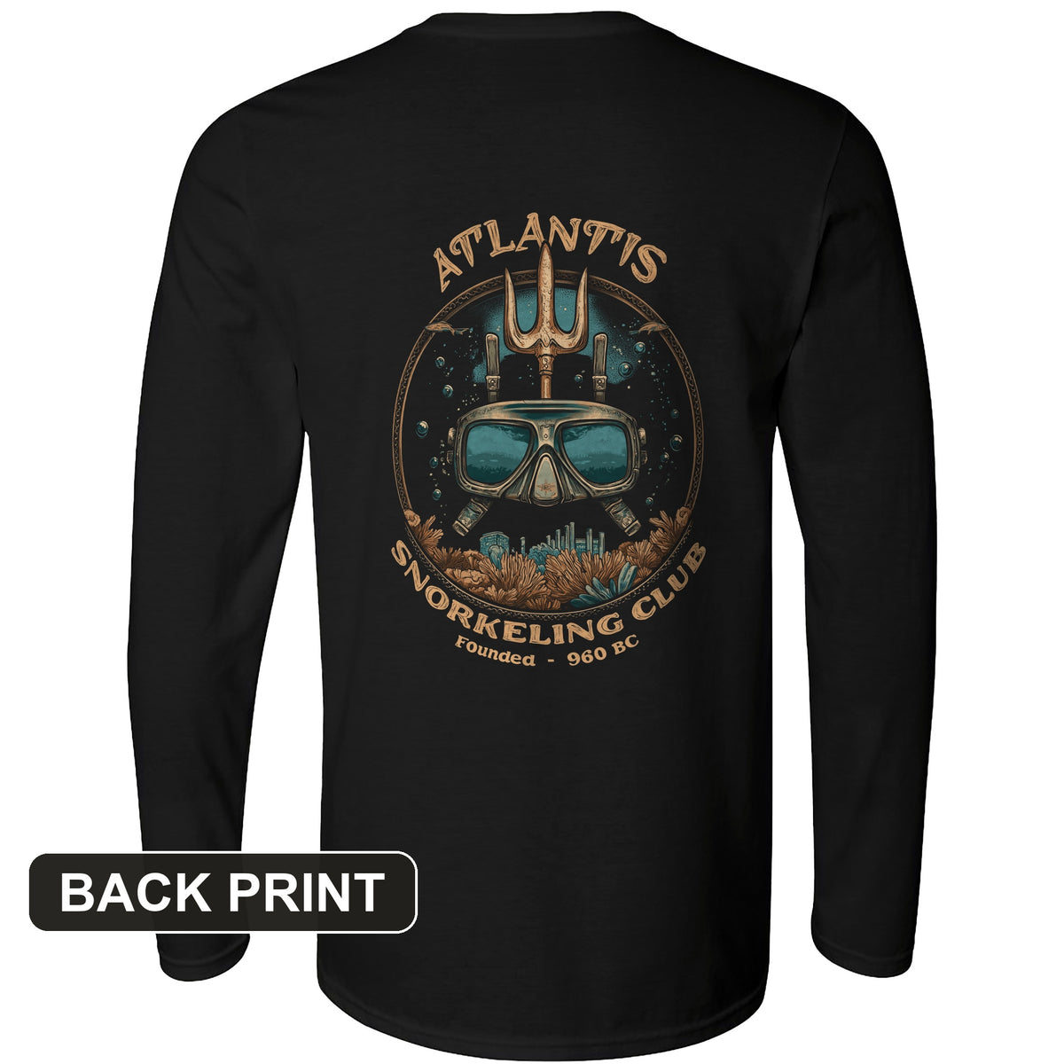 Atlantis Back Print Long Sleeve T-Shirt
