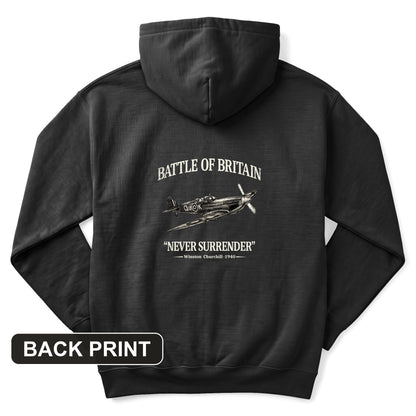 Battle of Britain Never Surrender Back Print Hoodie