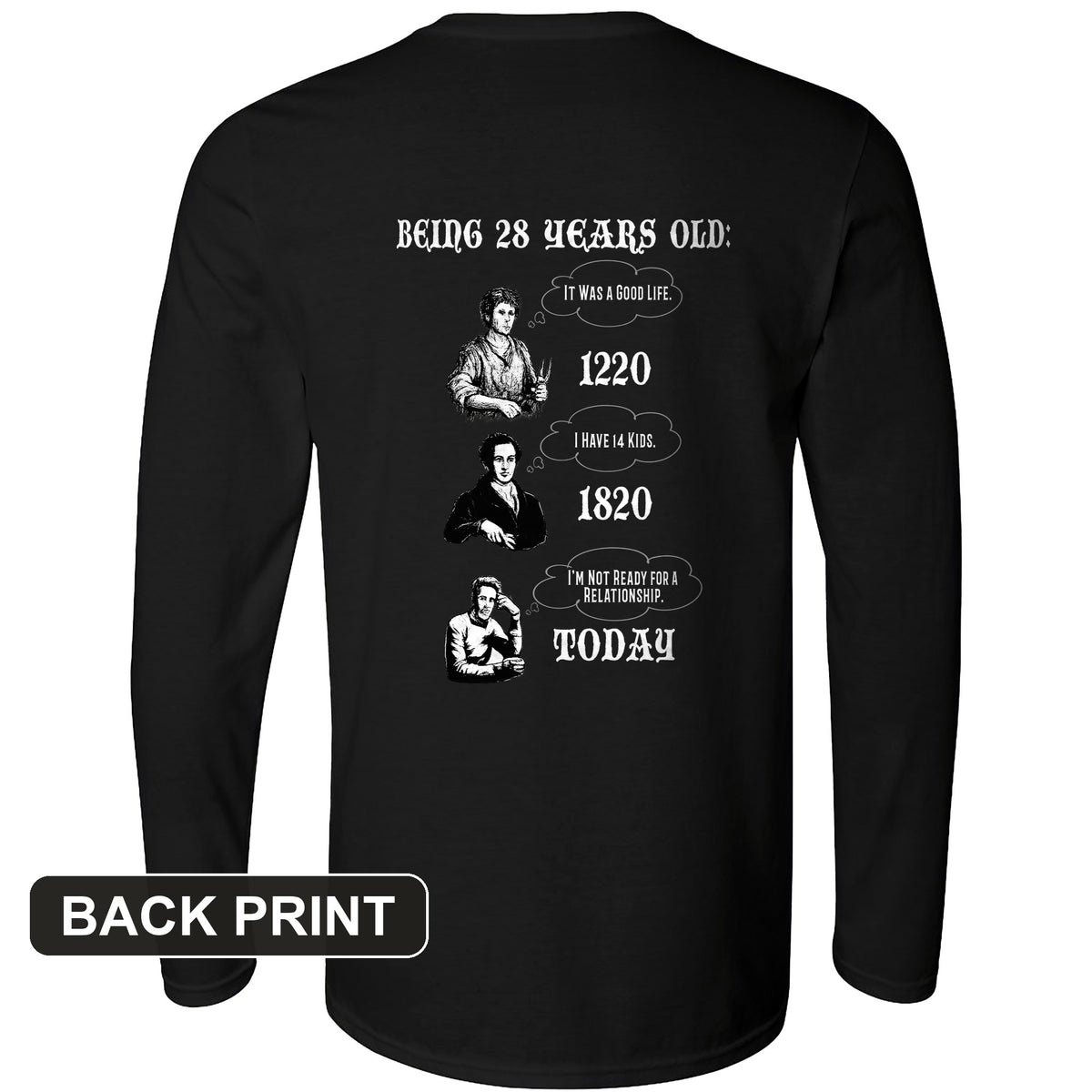 Being 28 Today Back Print Long Sleeve T-Shirt