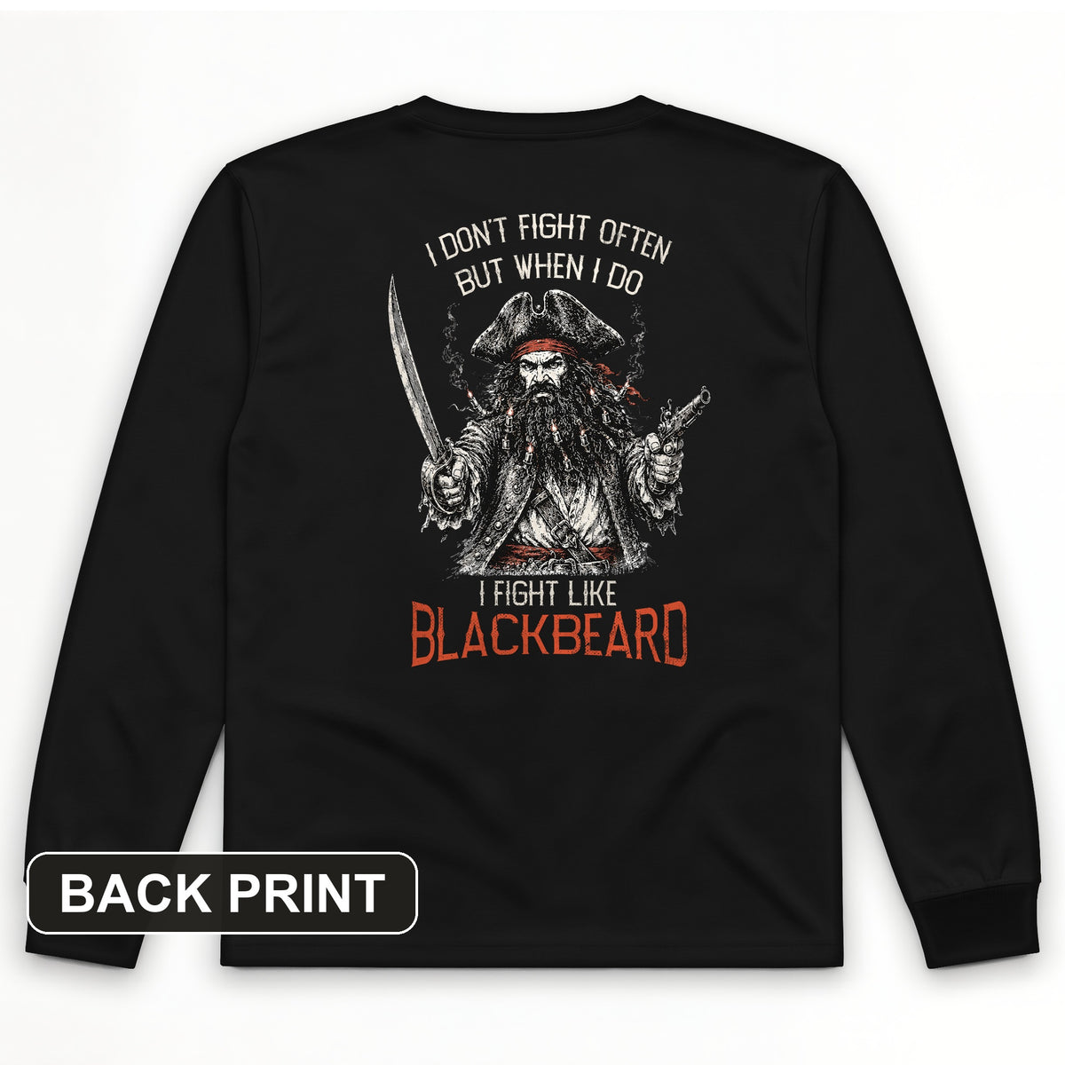 Blackbeard Back Print Long Sleeve T-Shirt