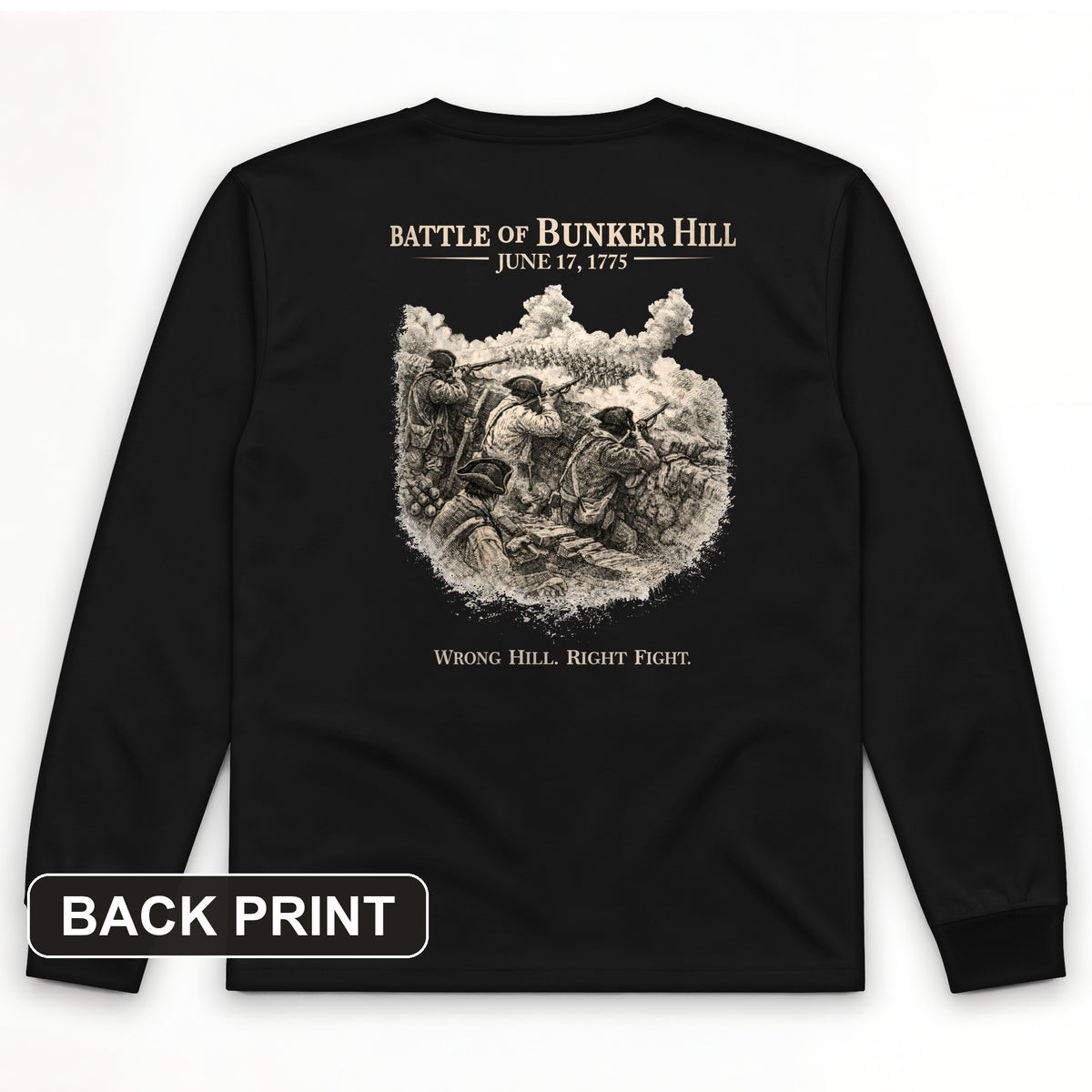 Bunker Hill Back Print Long Sleeve T-Shirt