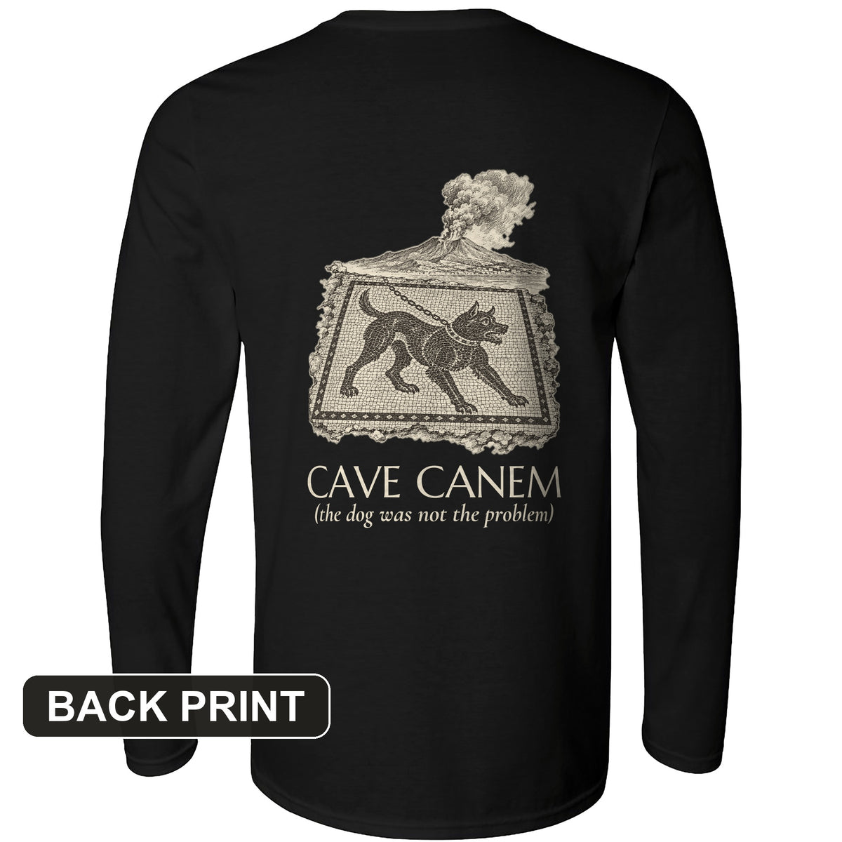 Cave Canem The Dog Was Not The Problem Back Print Long Sleeve T-Shirt