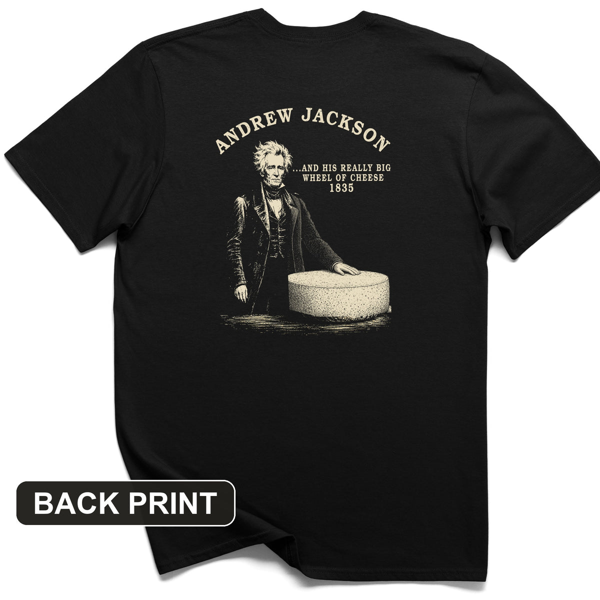Cheese Wheel Back Print T-Shirt