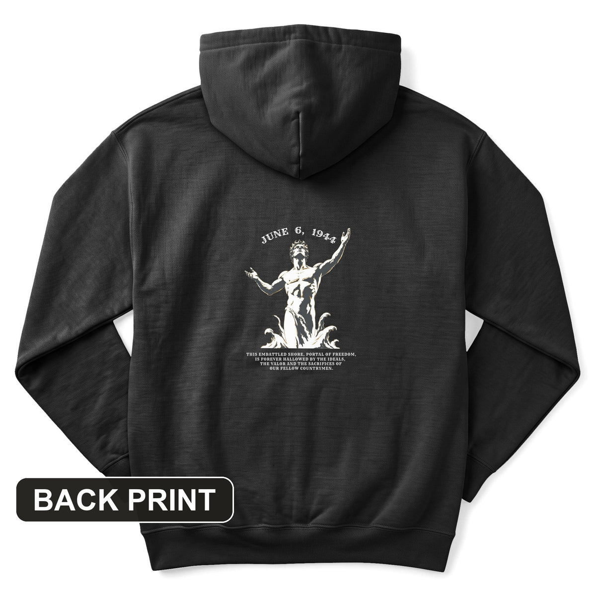Dday Statue Back Print Hoodie