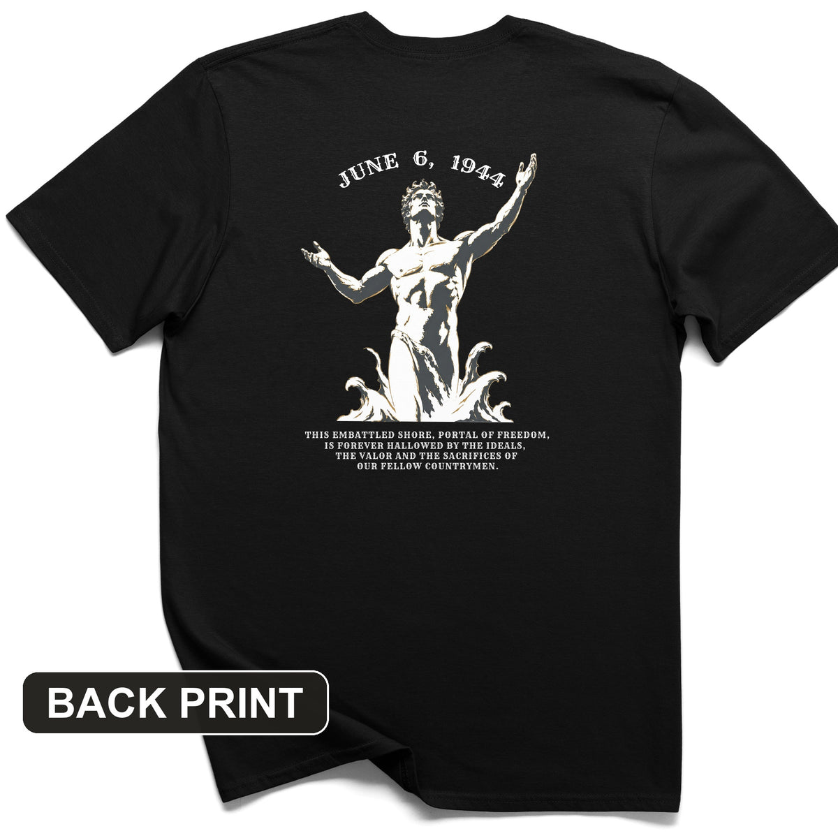 Dday Statue Back Print T-Shirt