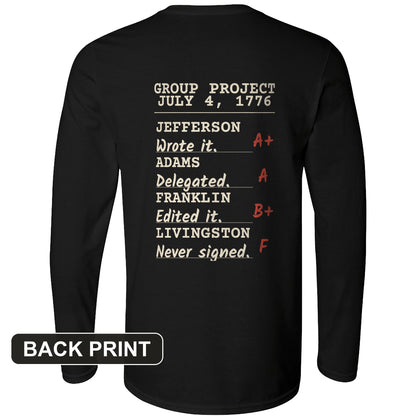 Declaration Of Independence Group Project Back Print Long Sleeve T-Shirt
