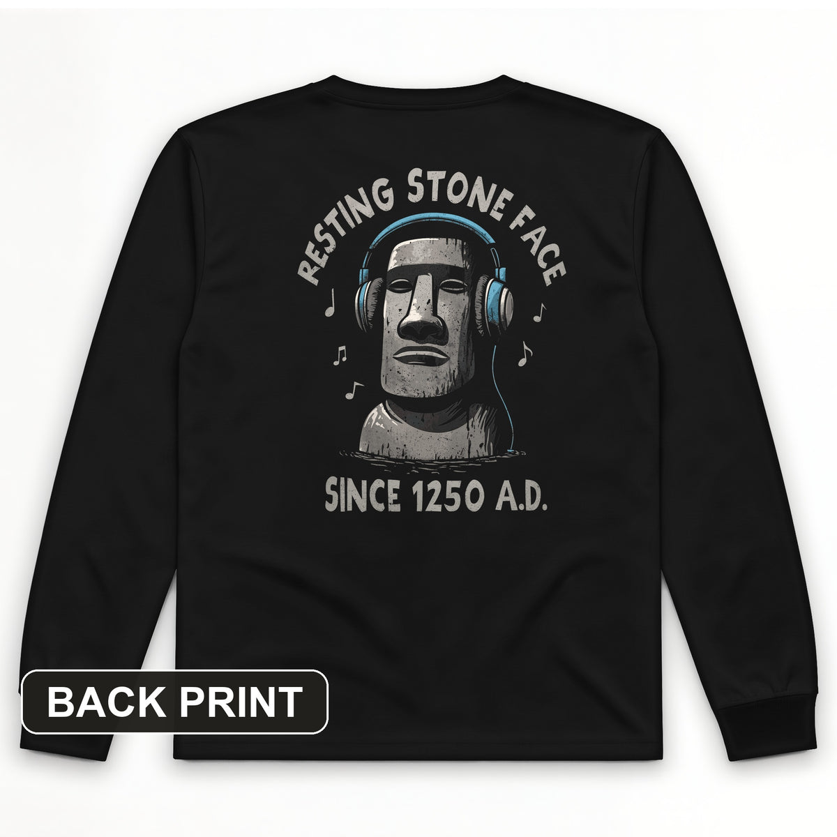 Easter Island Back Print Long Sleeve T-Shirt