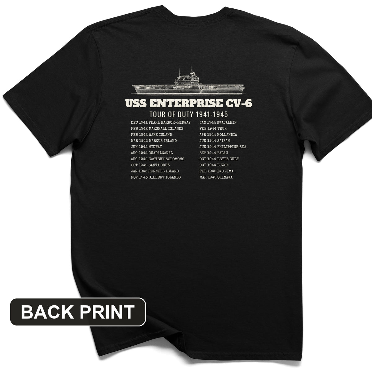Enterprise Tour Of Duty Back Print T-Shirt