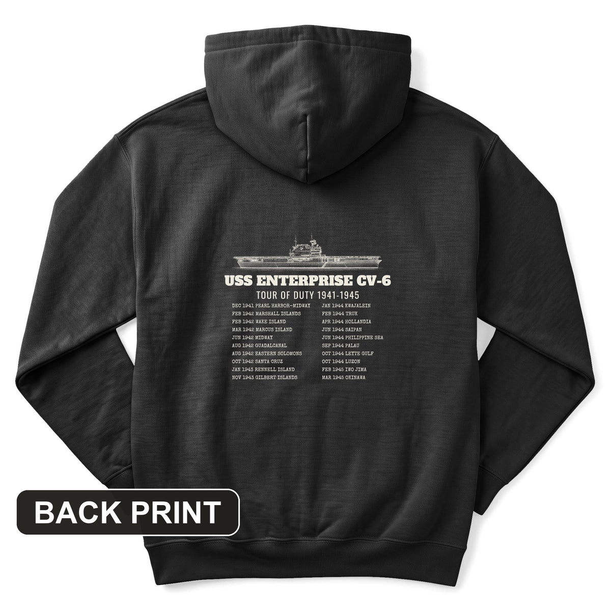 Enterprise Tour Of Duty Back Print Hoodie