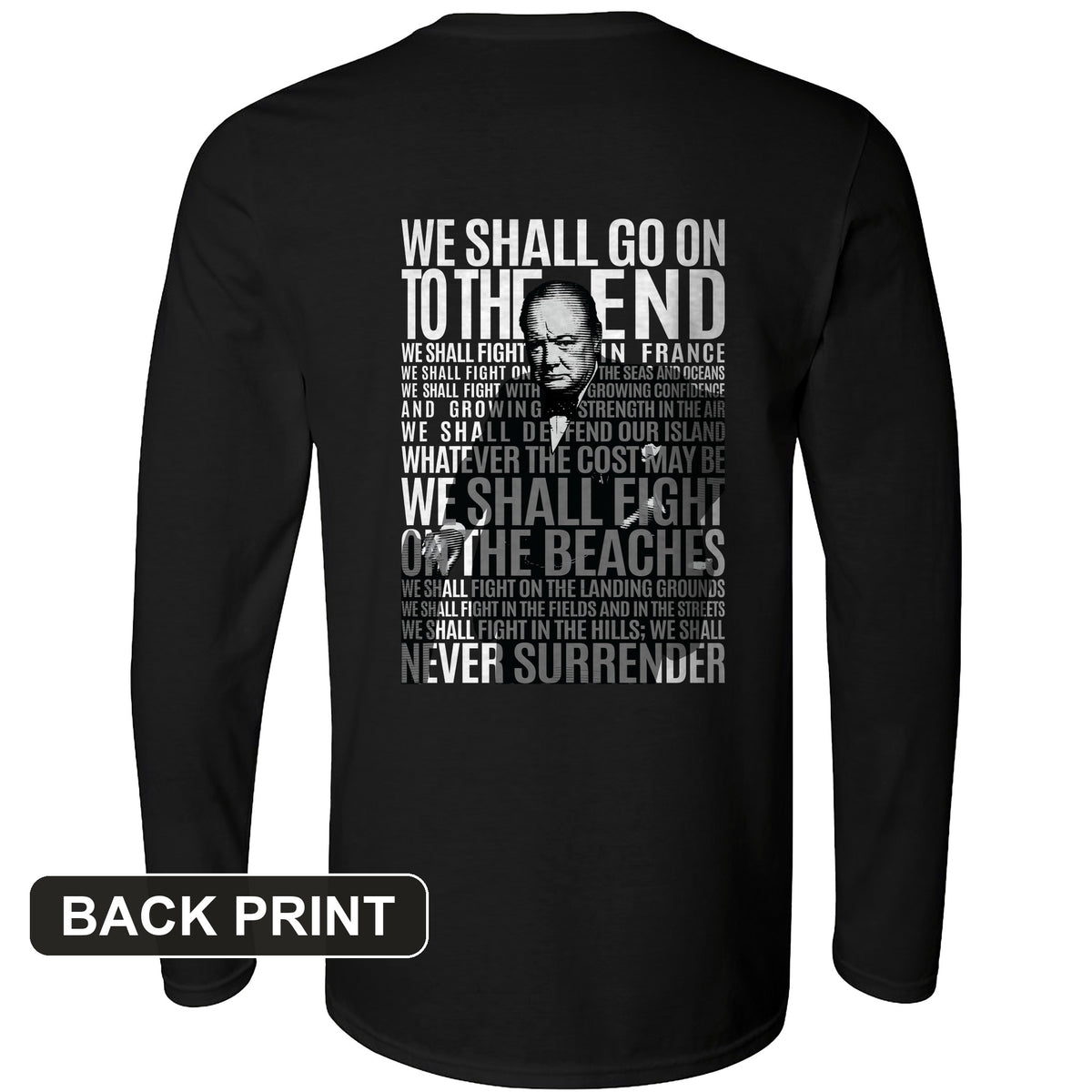 Fight On The Seas And Beaches Back Print Long Sleeve T-Shirt