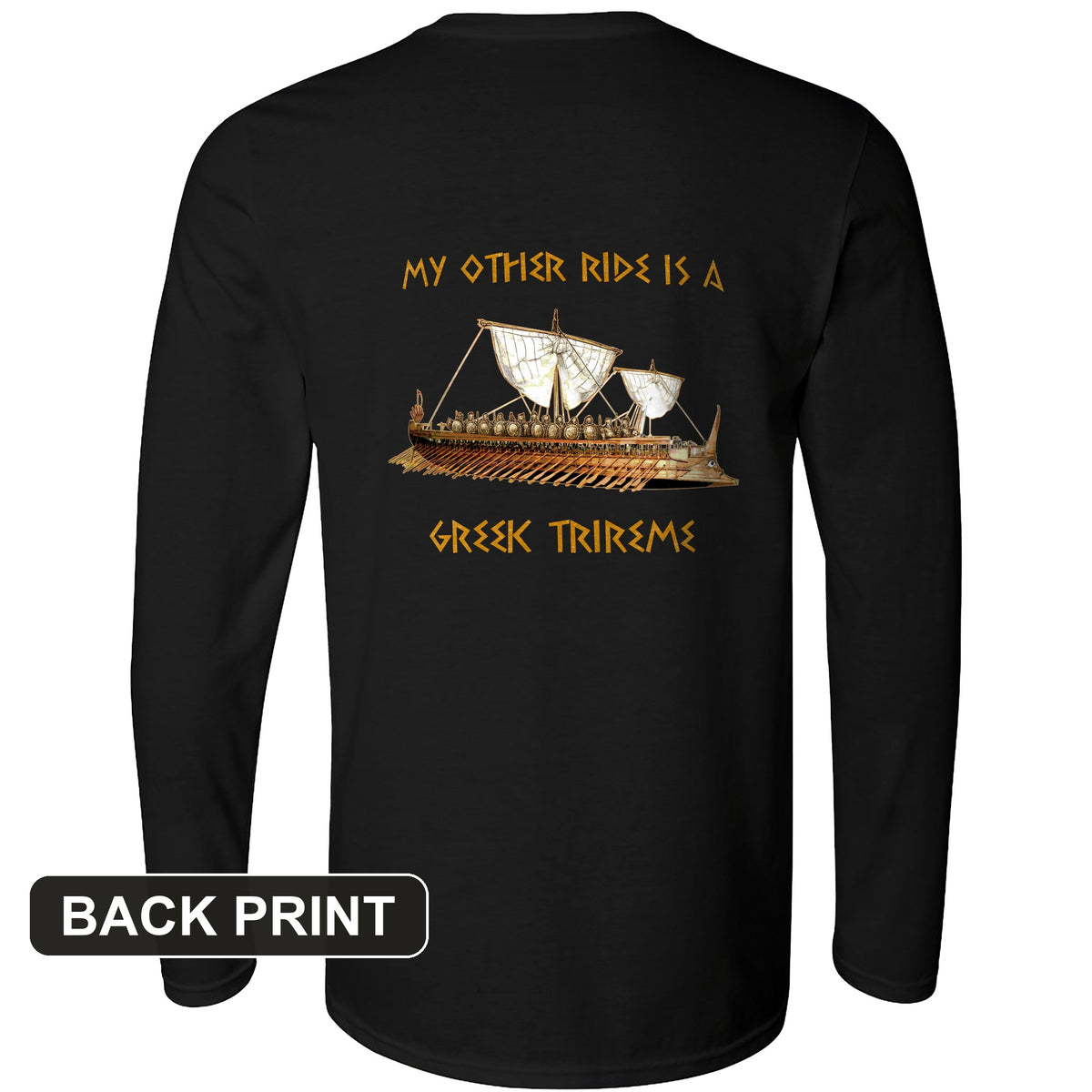 Greek Trireme Back Print Long Sleeve T-Shirt