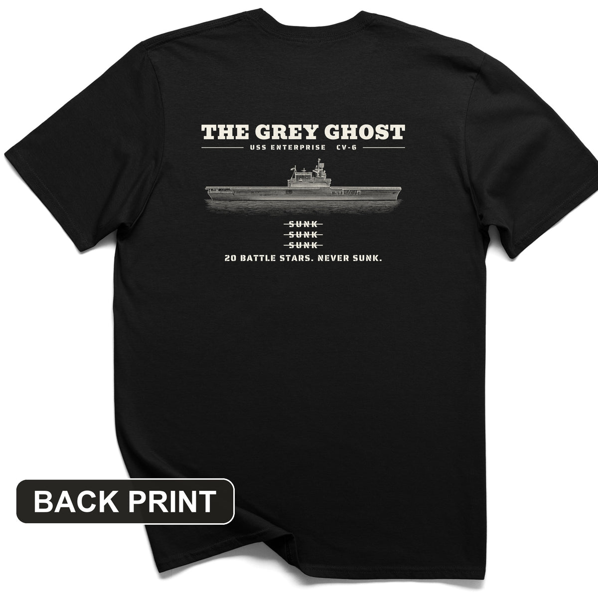 Grey Ghost Back Print T-Shirt