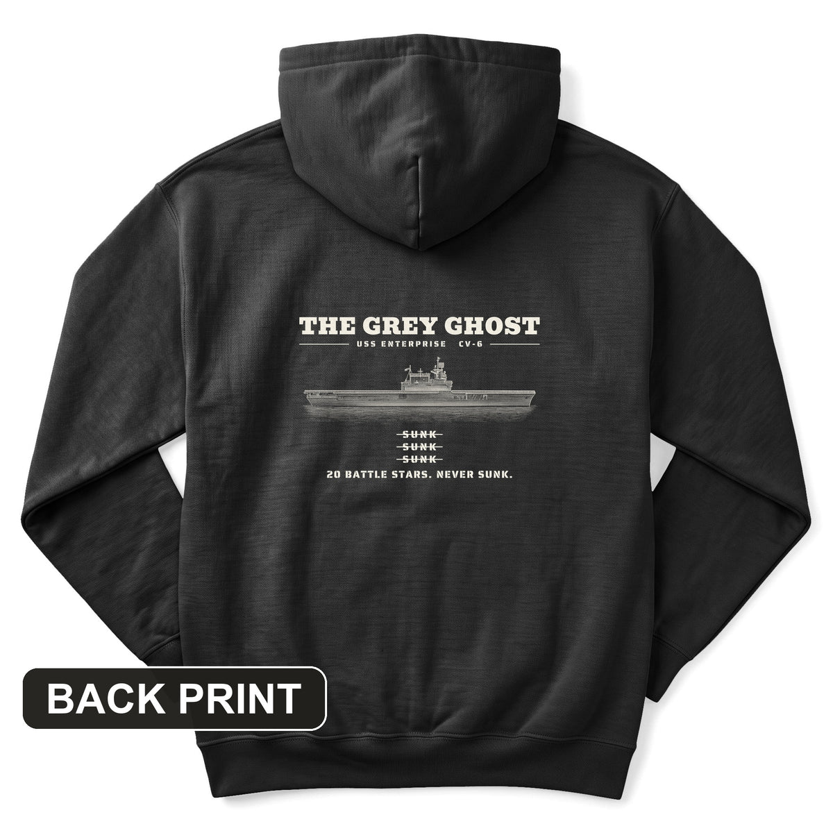 Grey Ghost Back Print Hoodie
