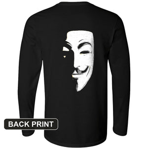 Guy Fawkes Mask Back Print Long Sleeve T-Shirt