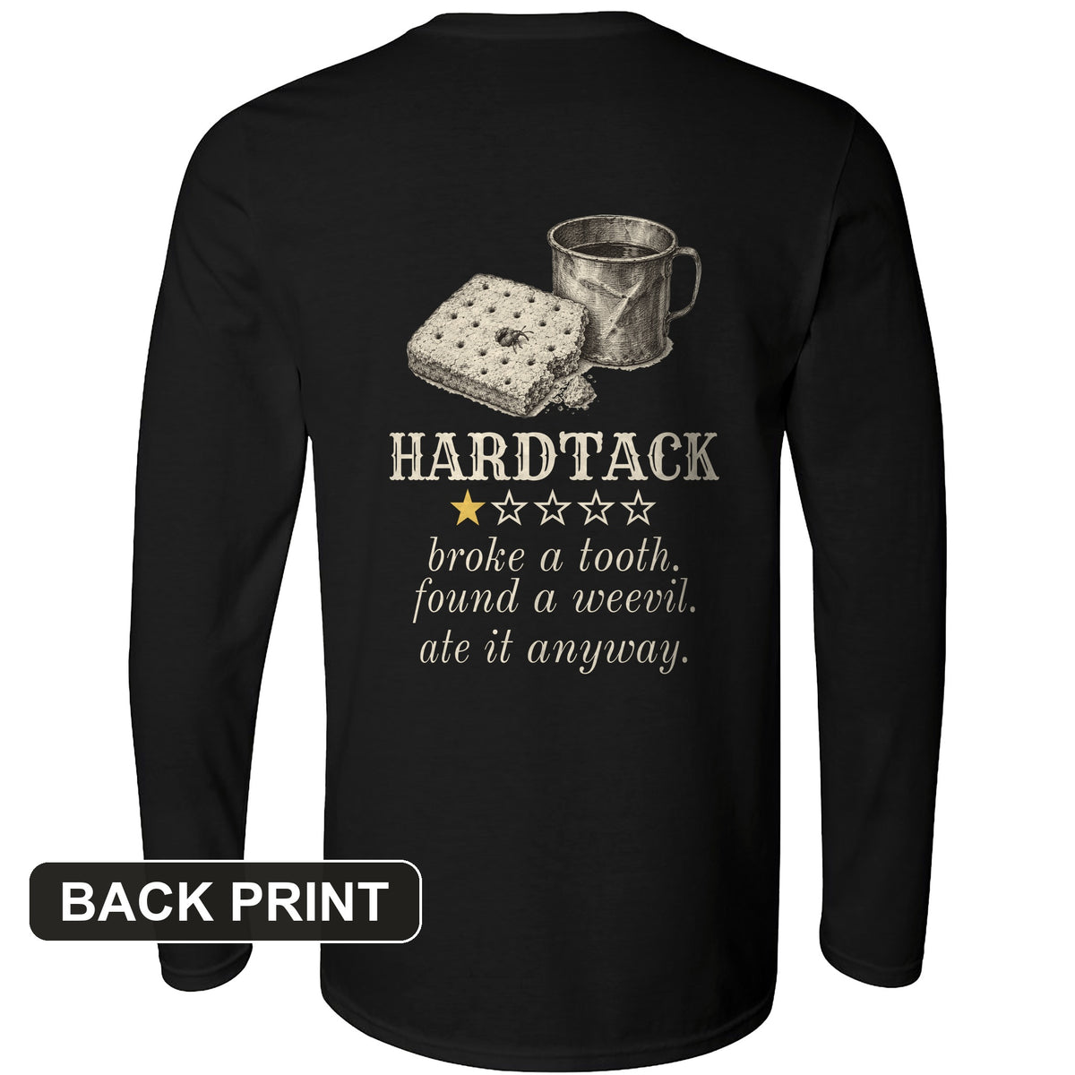 Hardtack One Star Review Back Print Long Sleeve T-Shirt