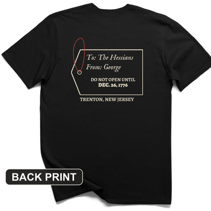 Hessians Gift Tag Trenton 1776 Back Print T-Shirt