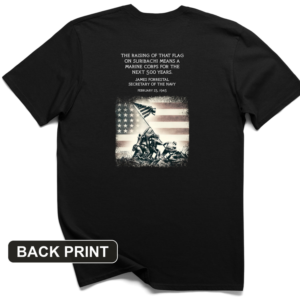 Iwo Jima Flag Back Print T-Shirt