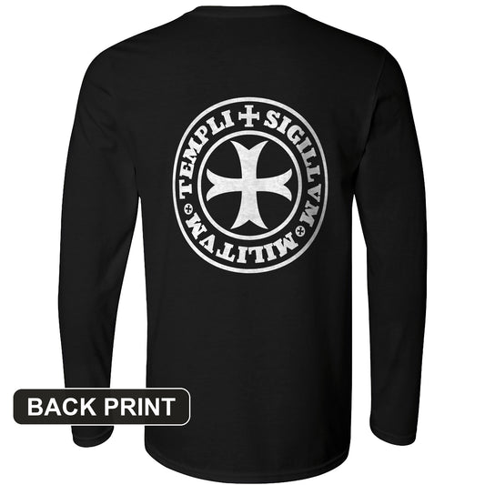 Knights Templar 2 Back Print Long Sleeve T-Shirt