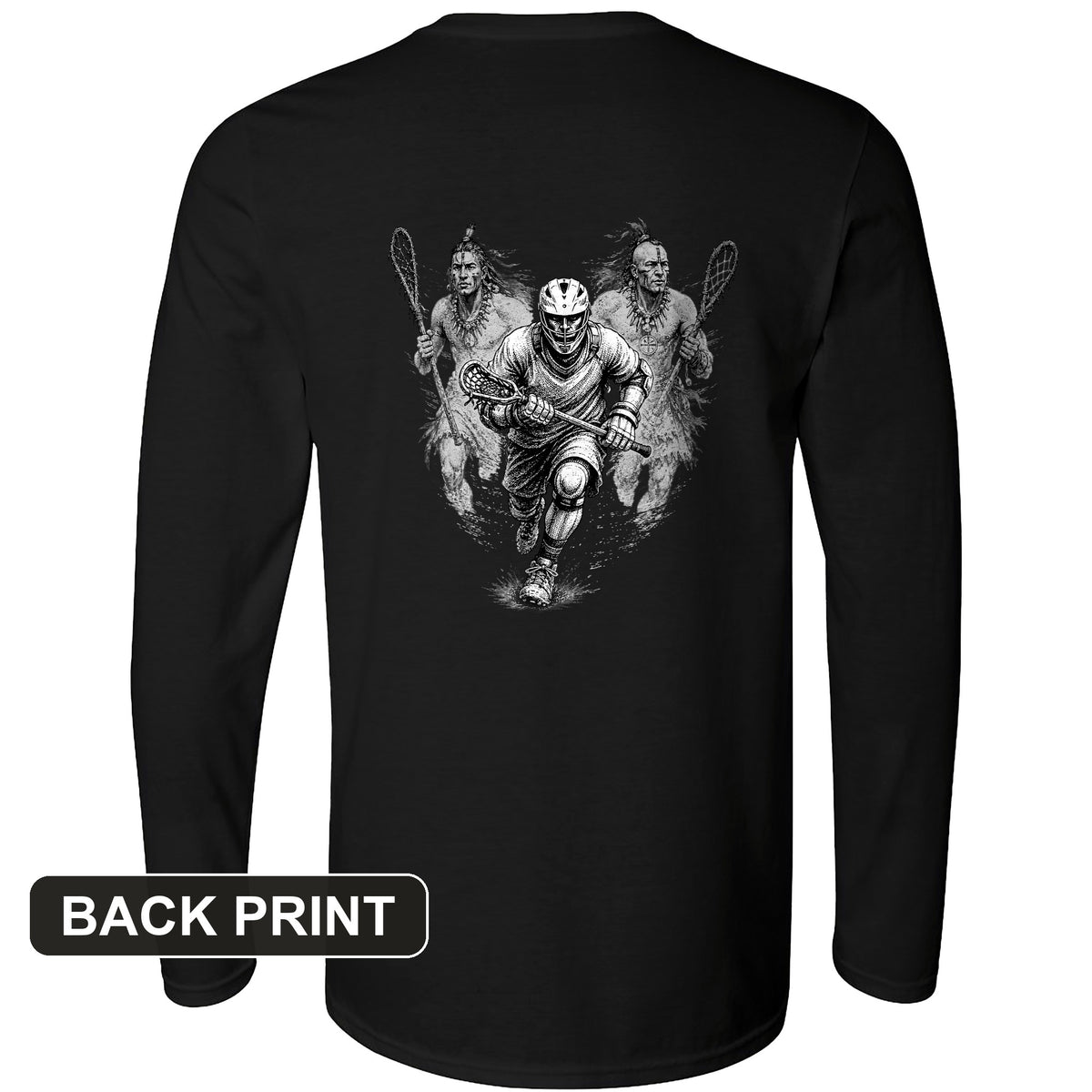 Lacrosse Back Print Long Sleeve T-Shirt