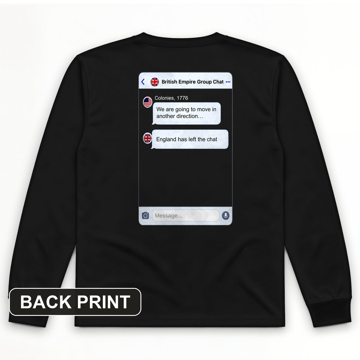 Left the Chat Back Print Long Sleeve T-Shirt