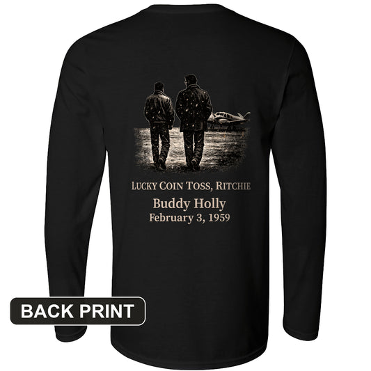 Lucky Coin Toss Back Print Long Sleeve T-Shirt