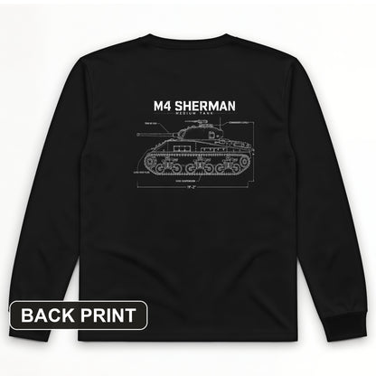 M4 Sherman Blueprint Back Print Long Sleeve T-Shirt