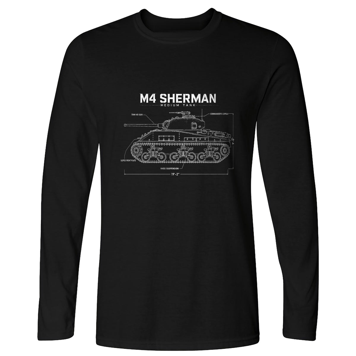 M4 Sherman Blueprint Long Sleeve T-Shirt