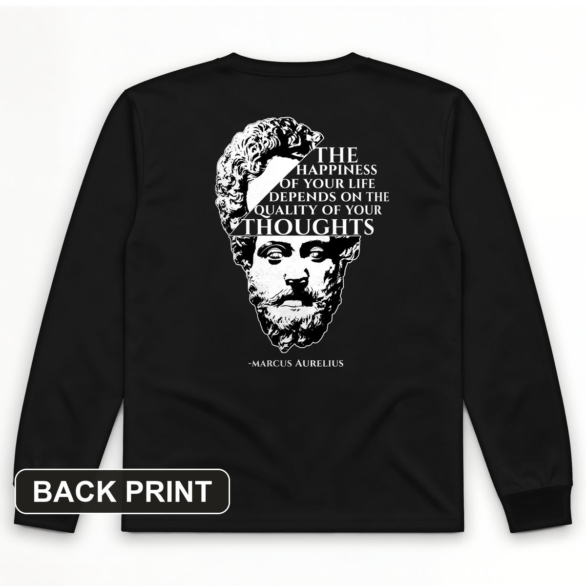 Marcus Aurelius Back Print Long Sleeve T-Shirt
