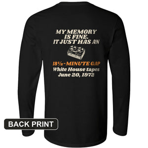 My Memory Has An 18 And A Half Minute Gap Back Print Long Sleeve T-Shirt