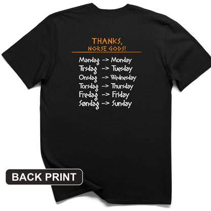 Nordic Gods Days Of The Week Back Print T-Shirt