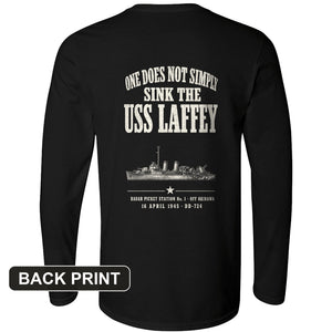 One Does Not Simply Sink The USS Laffey Back Print Long Sleeve T-Shirt