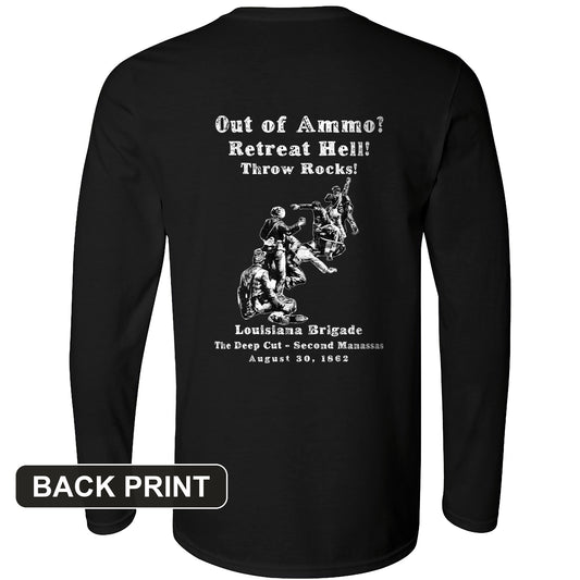 Out Of Ammo Throw Rocks Back Print Long Sleeve T-Shirt