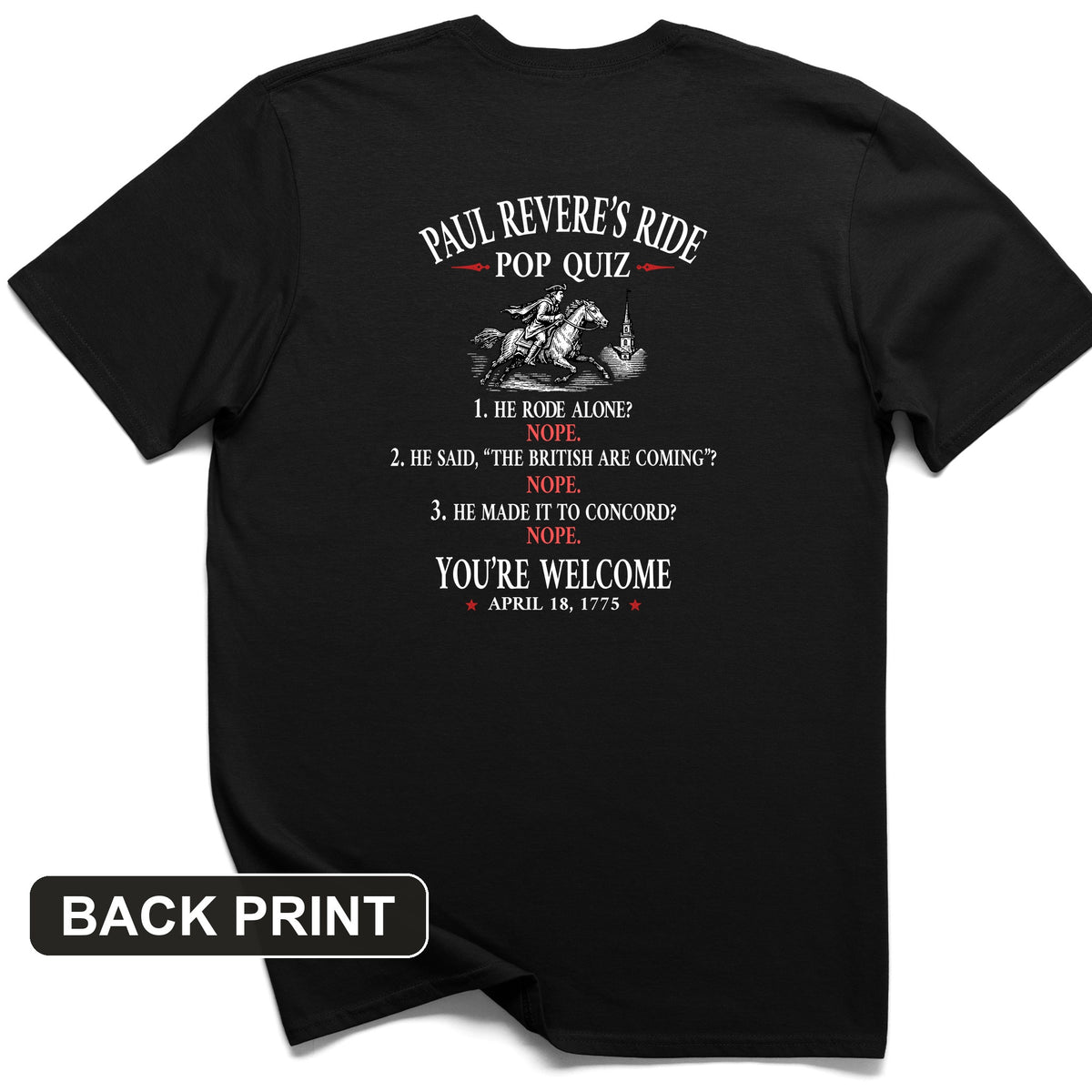 Paul Revere Quiz Back Print T-Shirt