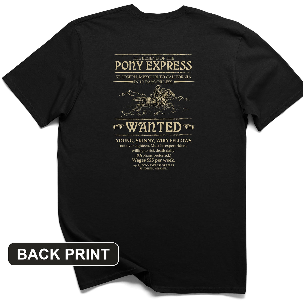 Pony Express Poster Back Print T-Shirt