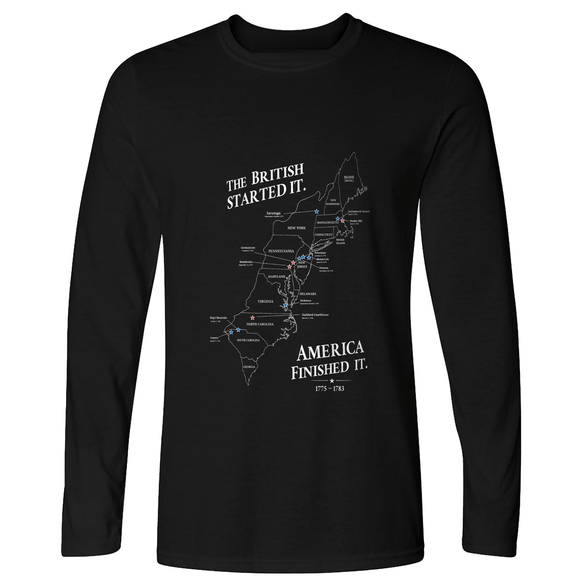 Revolutionary War Map Long Sleeve T-Shirt