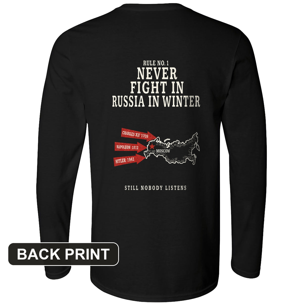 Russia In Winter Back Print Long Sleeve T-Shirt