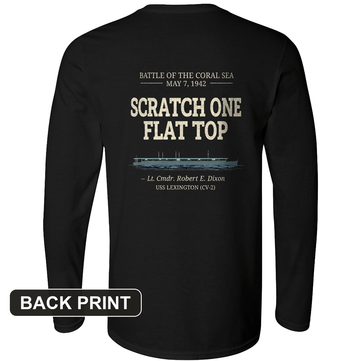 Scratch One Flat Top Back Print Long Sleeve T-Shirt
