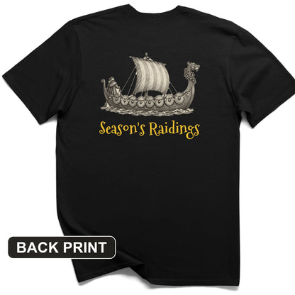 Seasons Raidings Viking Christmas Back Print T-Shirt