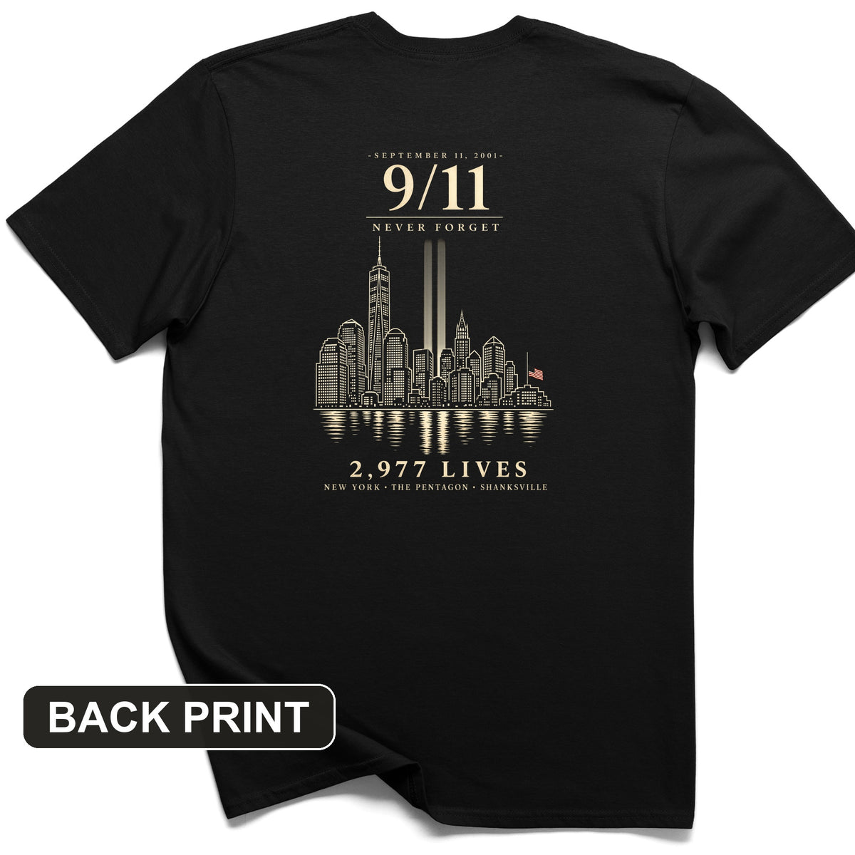 September 11 Never Forget Back Print T-Shirt