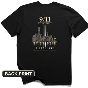 September 11 Never Forget Back Print T-Shirt