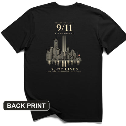 September 11 Never Forget Back Print T-Shirt